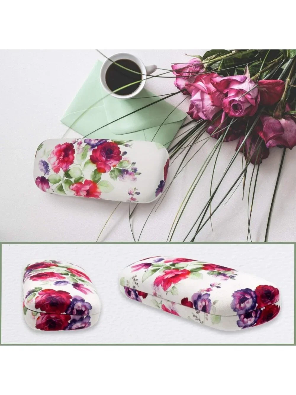 Stylish Hard Shell Eyeglass Case | Protective Glasses Case with Pouch & Cloth